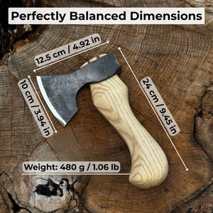 Small Carving Axe with Belt Loop, 0.47 kg (1 lb) detail view by Sharky Forged Steel Tools