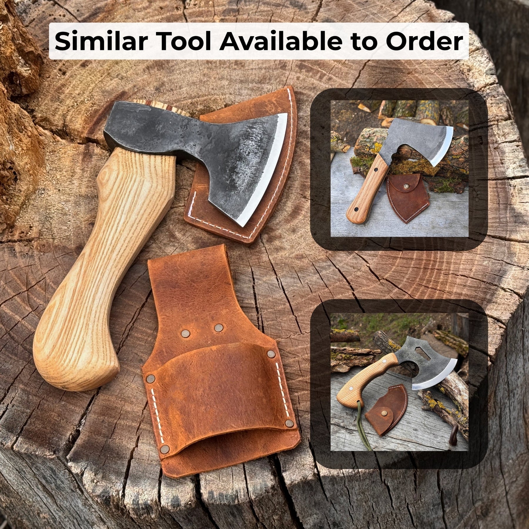 Small Carving Axe with Belt Loop, 0.47 kg (1 lb) detail view by Sharky Forged Steel Tools