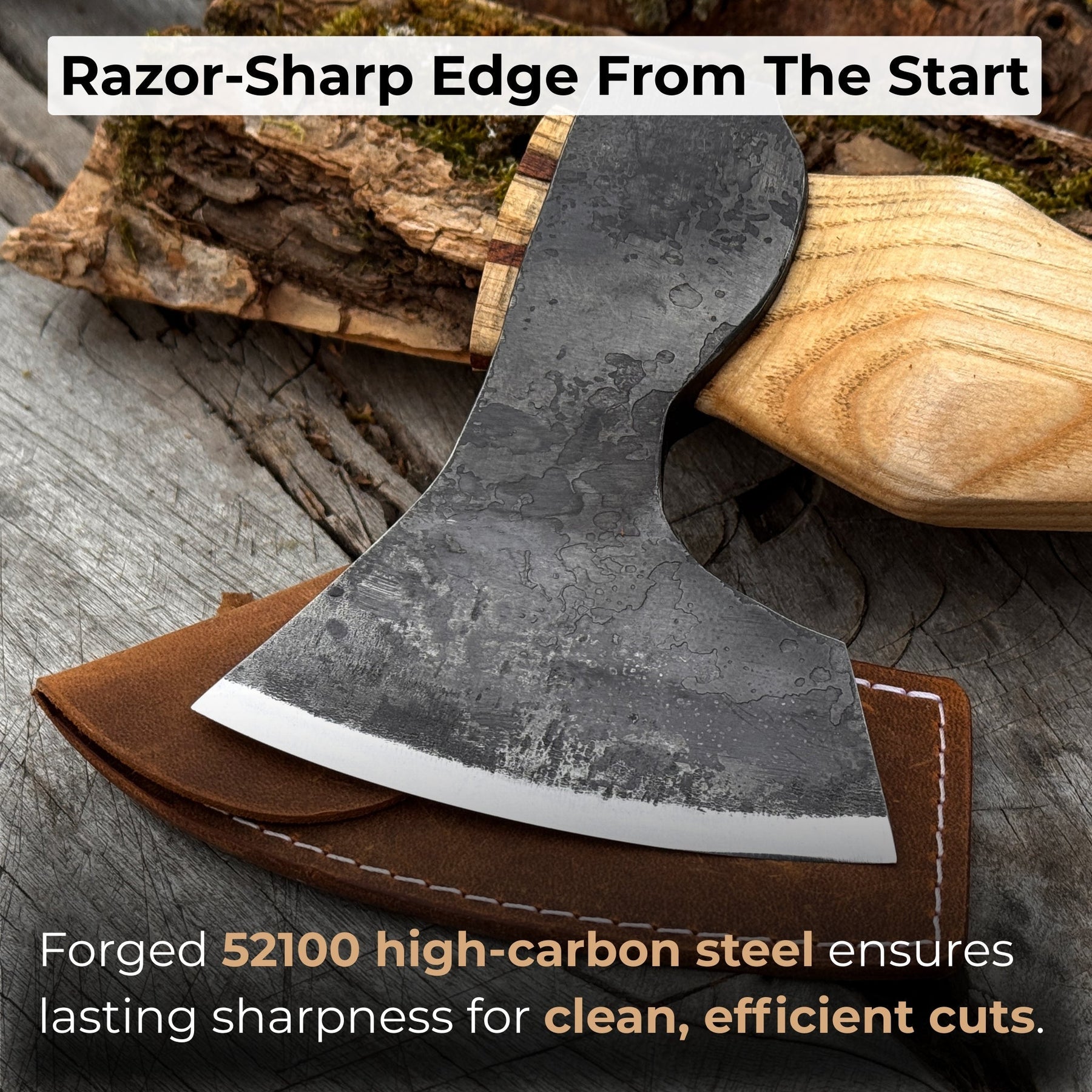 Small Carving Axe with Belt Loop, 0.47 kg (1 lb) detail view by Sharky Forged Steel Tools