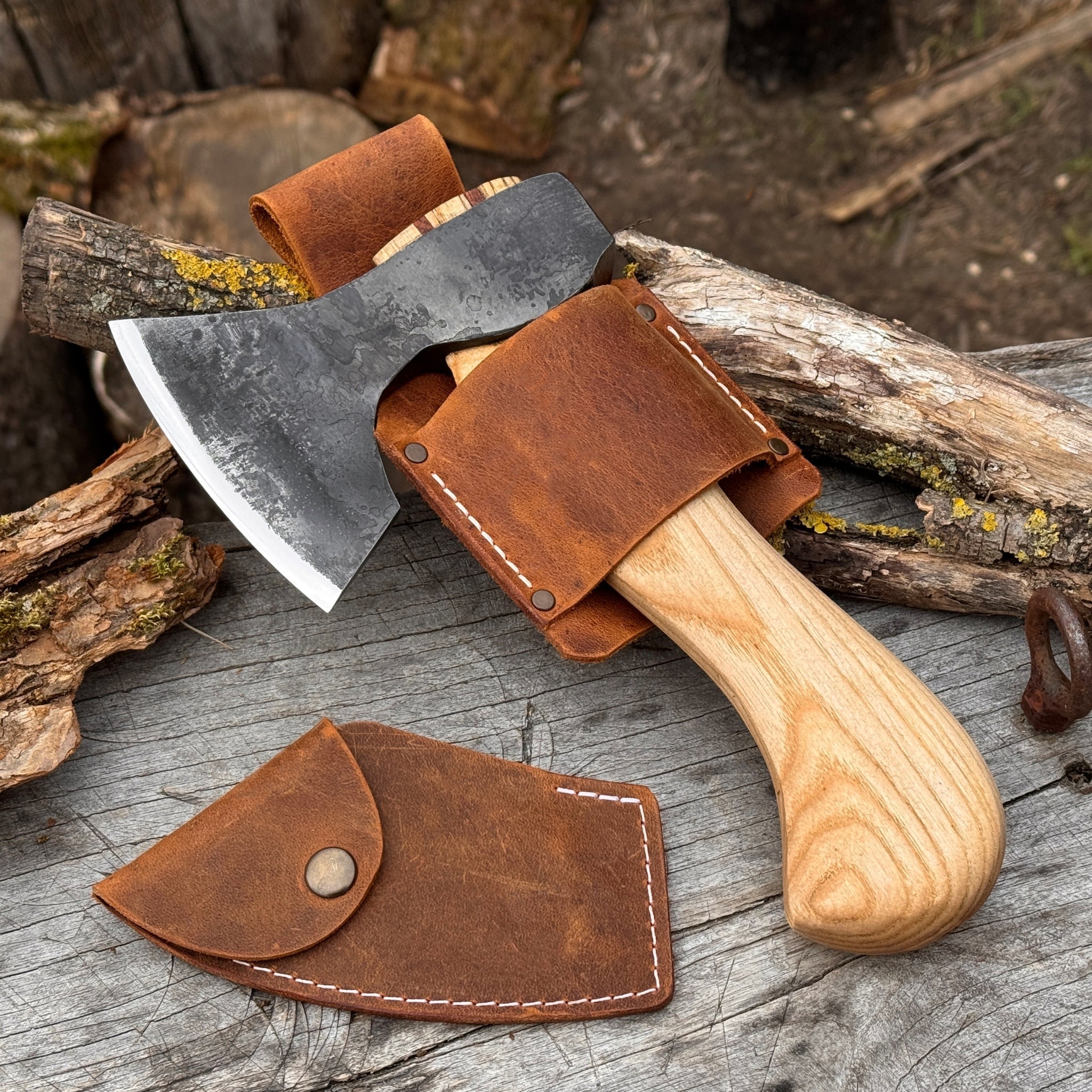 Small Carving Axe with Belt Loop, 0.47 kg (1 lb) by Sharky Forged Steel Tools