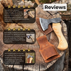 Small Carving Axe with Belt Loop, 0.47 kg (1 lb) detail view by Sharky Forged Steel Tools