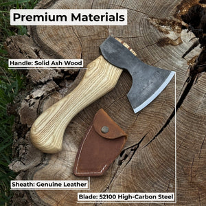Small Carving Axe with Leather Sheath, 0.47 kg (1 lb) detail view by Sharky Forged Steel Tools