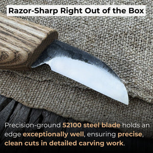 Small Chip Carving Knife, 3 cm (1.2 inches) detail view by Sharky Forged Steel Tools