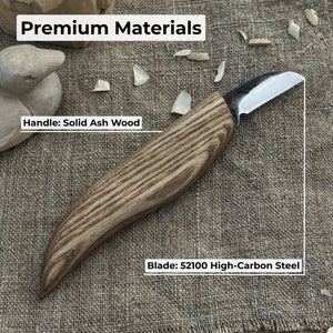 Small Chip Carving Knife, 3 cm (1.2 inches) detail view by Sharky Forged Steel Tools