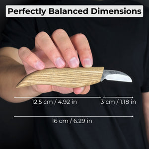 Small Chip Carving Knife, 3 cm (1.2 inches) detail view by Sharky Forged Steel Tools
