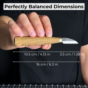 Small Chip Carving Knife, 3.5 cm (1.38 inches) detail view by Sharky Forged Steel Tools
