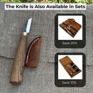 Small Chip Carving Knife, 3.5 cm (1.38 inches) detail view by Sharky Forged Steel Tools