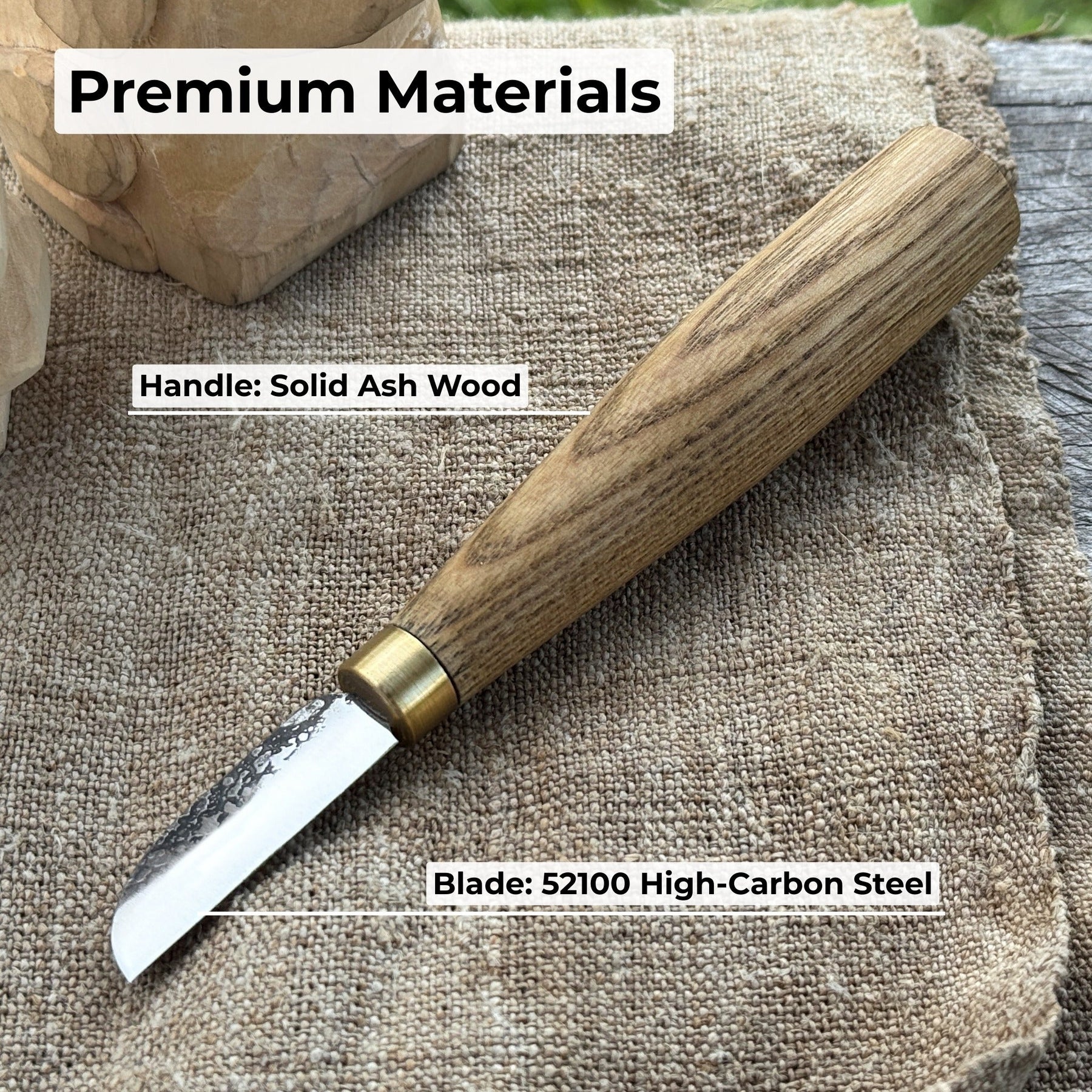 Small Chip Carving Knife, 4 cm (1.57 inches) detail view by Sharky Forged Steel Tools