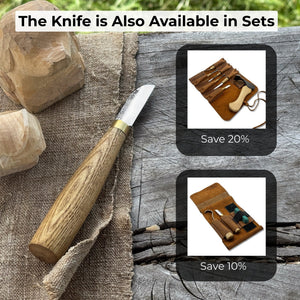 Small Chip Carving Knife, 4 cm (1.57 inches) detail view by Sharky Forged Steel Tools