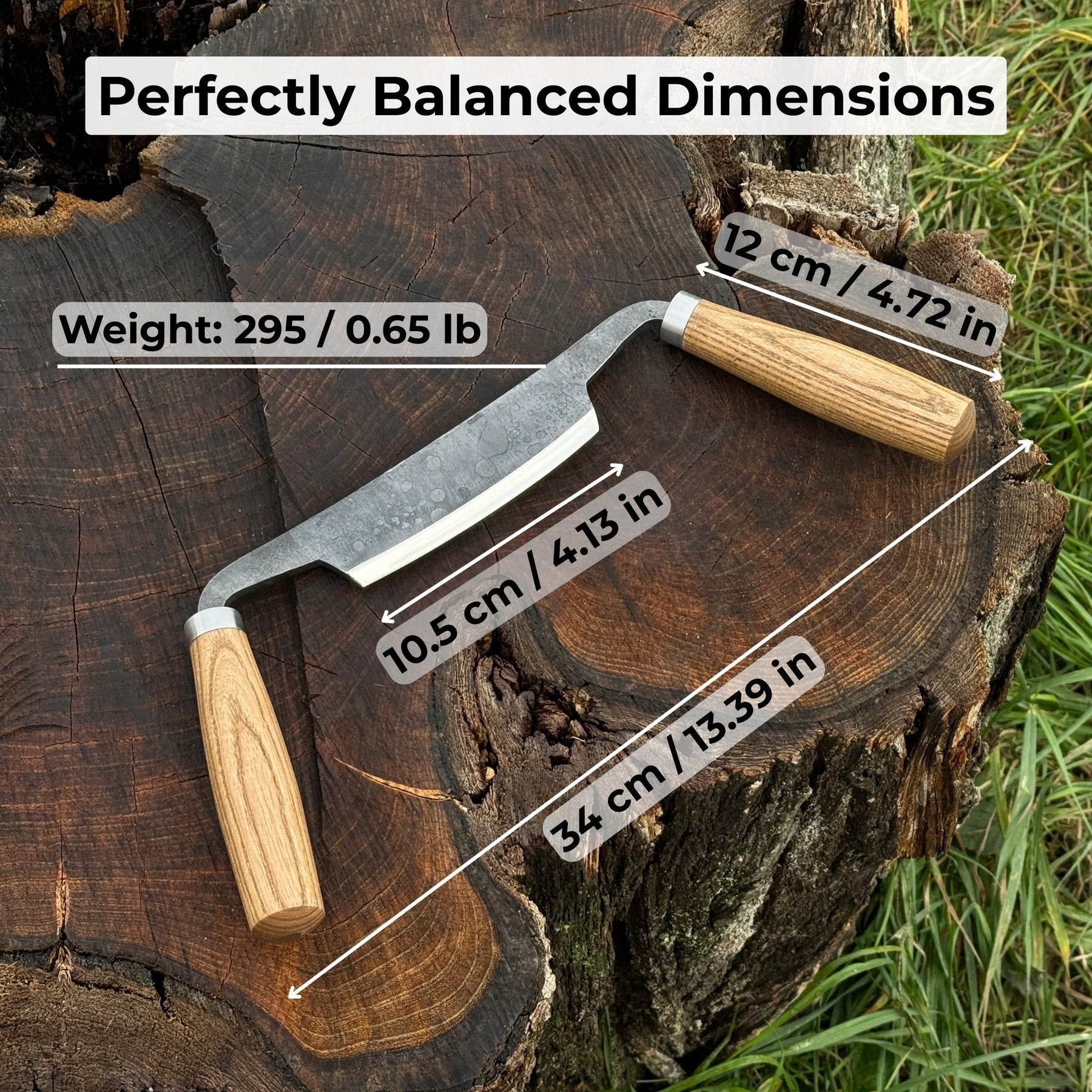 Small Curved Drawknife (Push/Pull), 10.5 cm (4.13 inches) detail view by Sharky Forged Steel Tools