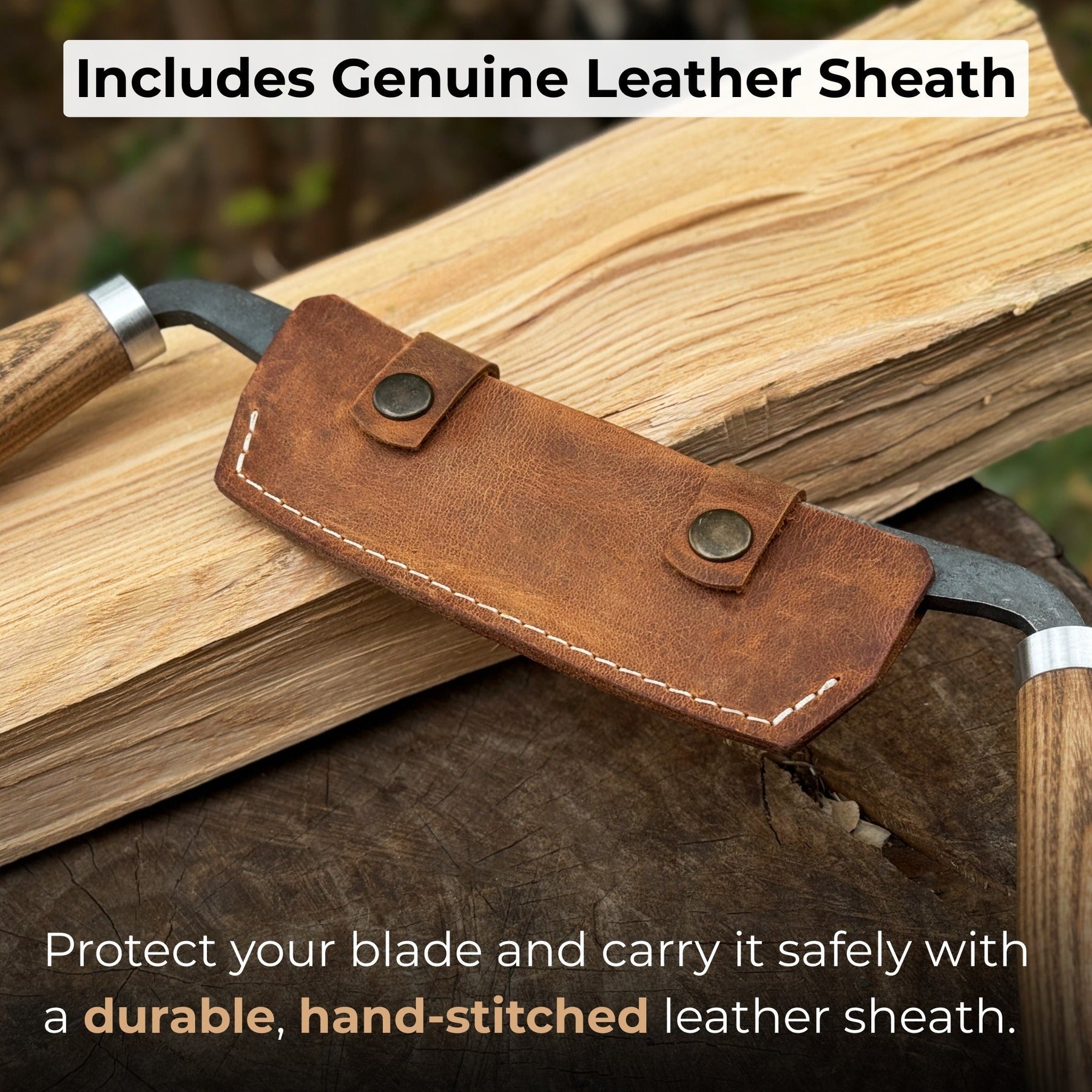 Small Curved Drawknife (Push/Pull), 10.5 cm (4.13 inches) detail view by Sharky Forged Steel Tools