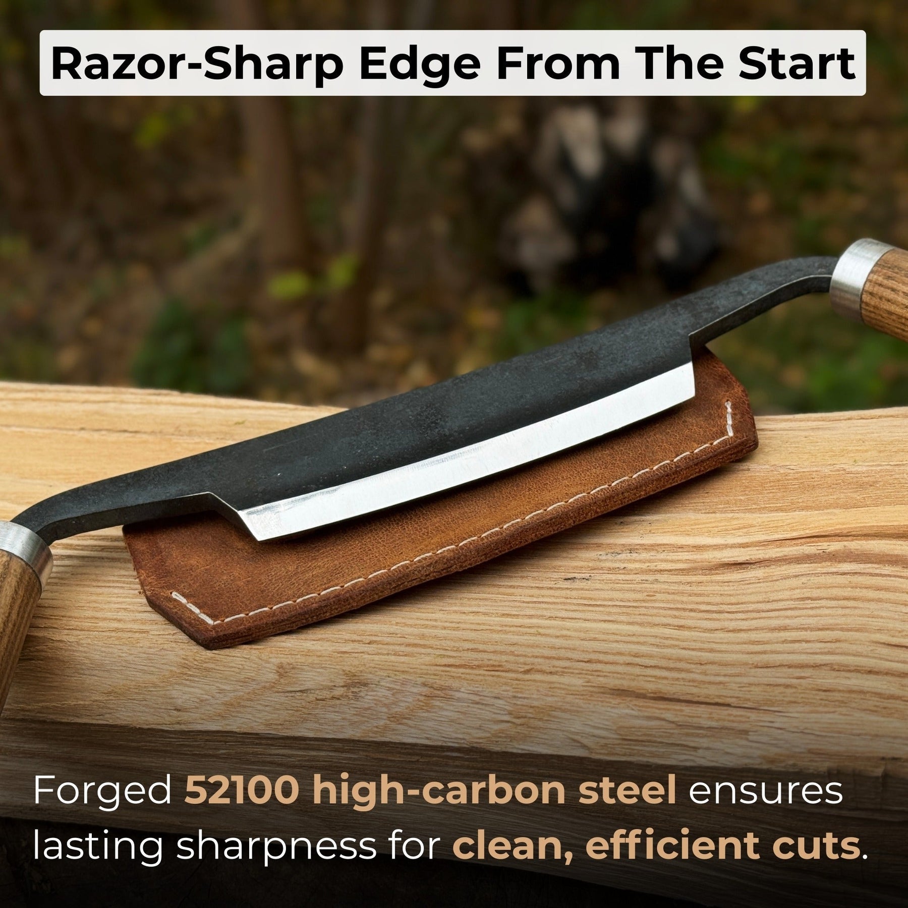 Small Curved Drawknife (Push/Pull), 10.5 cm (4.13 inches) detail view by Sharky Forged Steel Tools