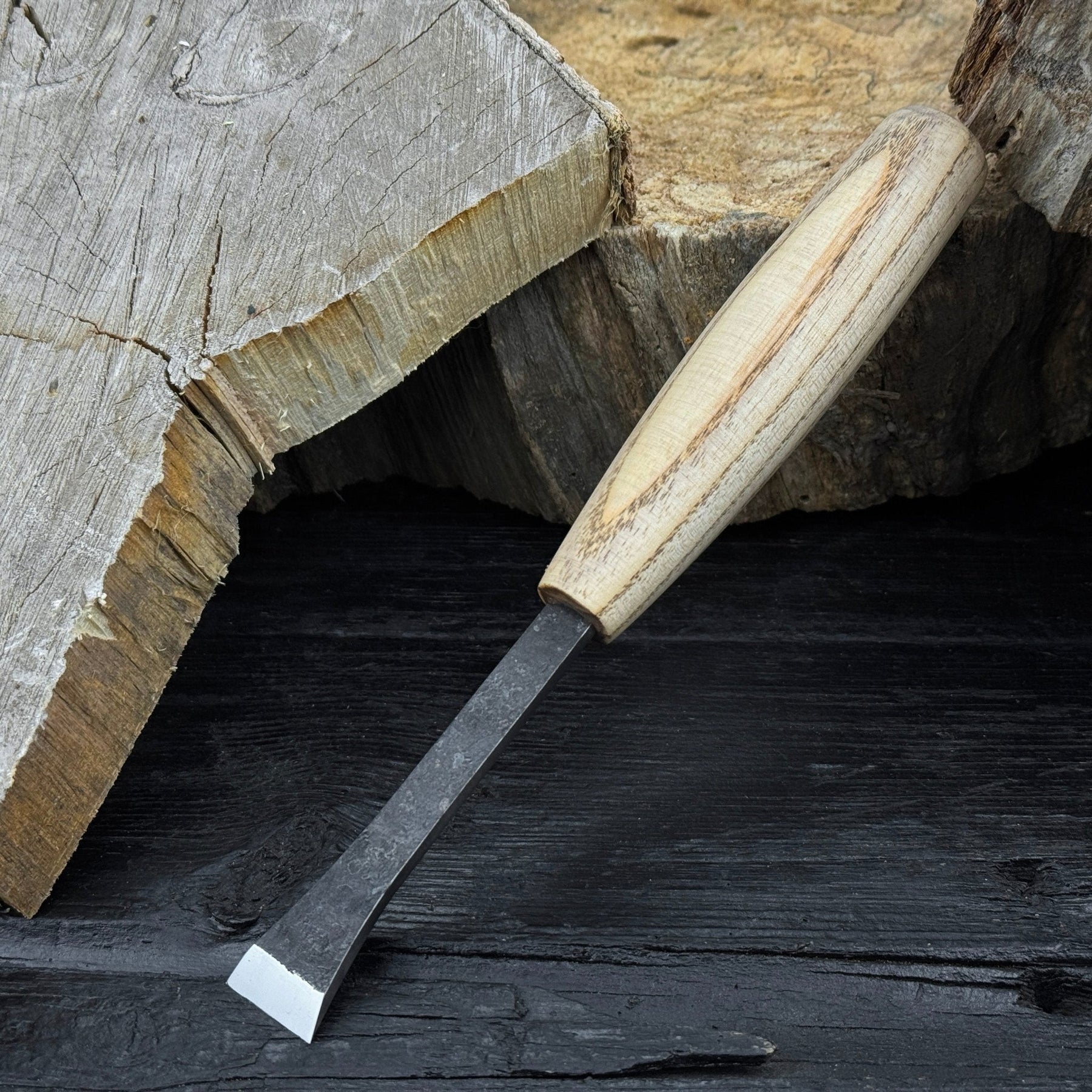 Small Flat Carving Chisel, 20 mm (0.79 inches) detail view by Sharky Forged Steel Tools