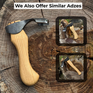 Small Kuksa Adze with Deep Curved (Round) Blade, 4.5 cm (1.8 in) detail view by Sharky Forged Steel Tools