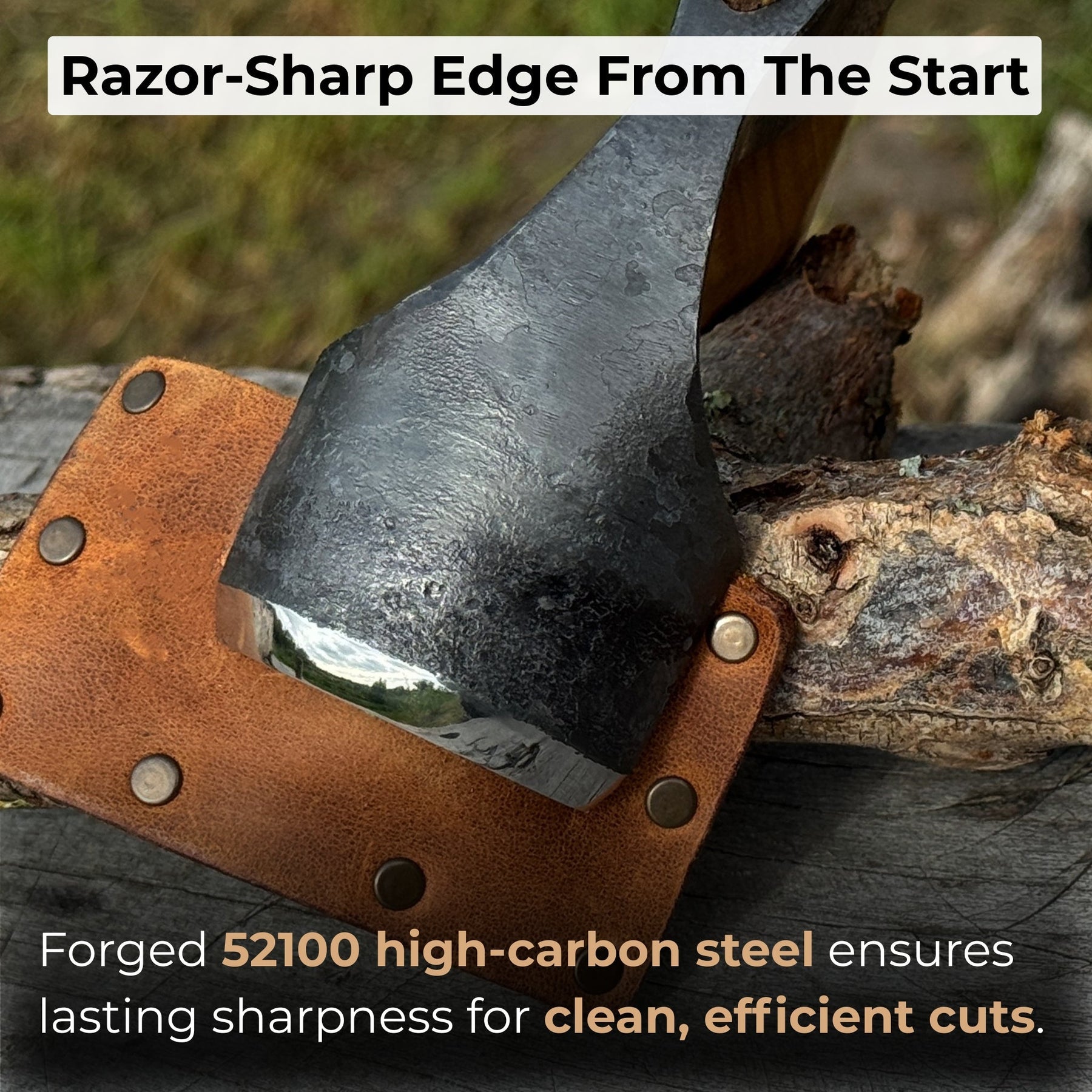 Small Kuksa Adze with Deep Curved (Round) Blade, 4.5 cm (1.8 in) detail view by Sharky Forged Steel Tools