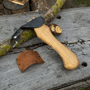 Small Kuksa Adze with Deep Curved (Round) Blade, 4.5 cm (1.8 in) by Sharky Forged Steel Tools