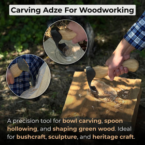 Small Kuksa Adze with Deep Curved (Round) Blade, 4.5 cm (1.8 in) detail view by Sharky Forged Steel Tools