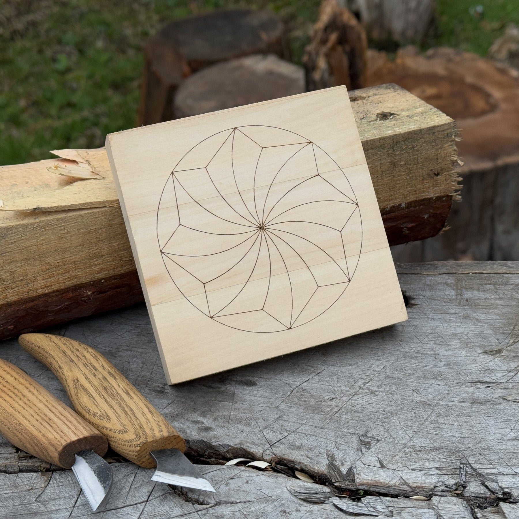 Small Linden Wood Carving Board with Pre-Drawn Pattern