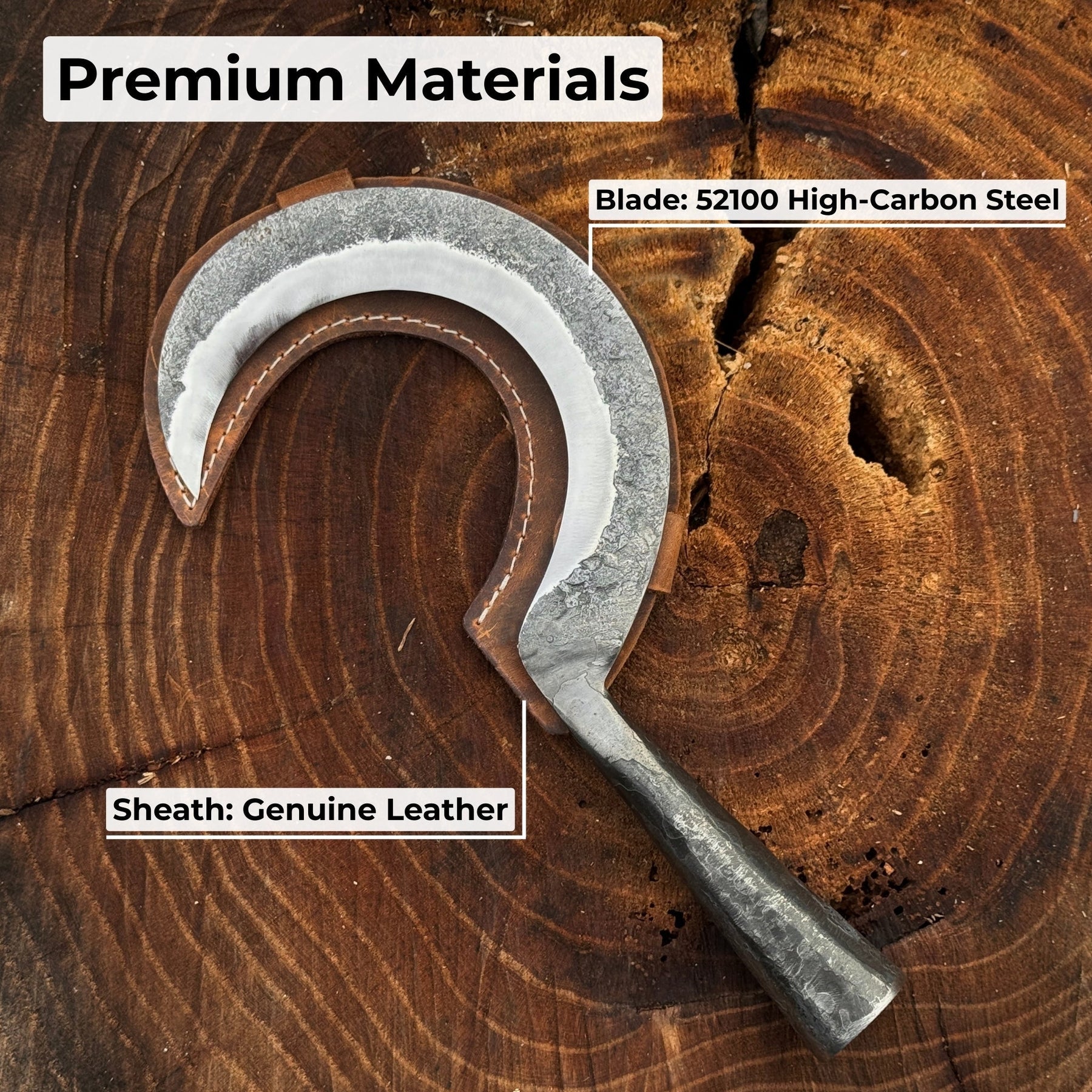 Small Sickle with Forged Handle, 9 cm (3.54 inches) detail view by Sharky Forged Steel Tools