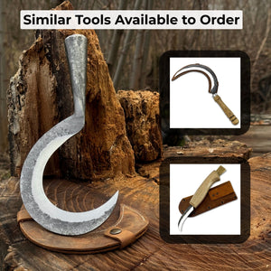 Small Sickle with Forged Handle, 9 cm (3.54 inches) detail view by Sharky Forged Steel Tools
