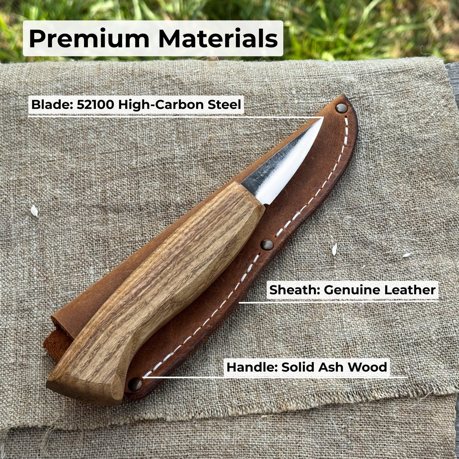 Small Sloyd Carving Knife, 5.5 cm (2.16 inches) detail view by Sharky Forged Steel Tools