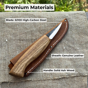 Small Sloyd Carving Knife, 5.5 cm (2.16 inches) detail view by Sharky Forged Steel Tools