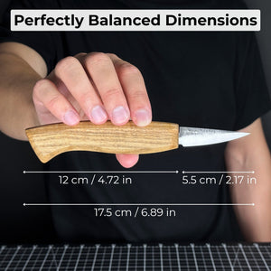 Small Sloyd Carving Knife, 5.5 cm (2.16 inches) detail view by Sharky Forged Steel Tools