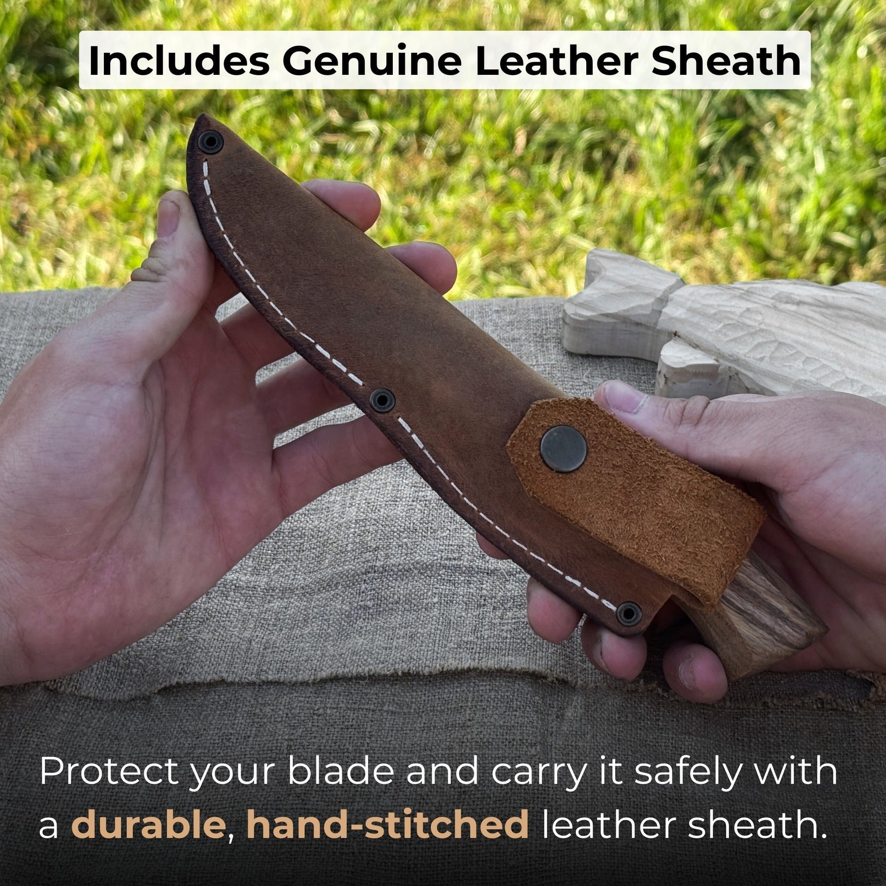 Small Sloyd Carving Knife, 5.5 cm (2.16 inches) detail view by Sharky Forged Steel Tools