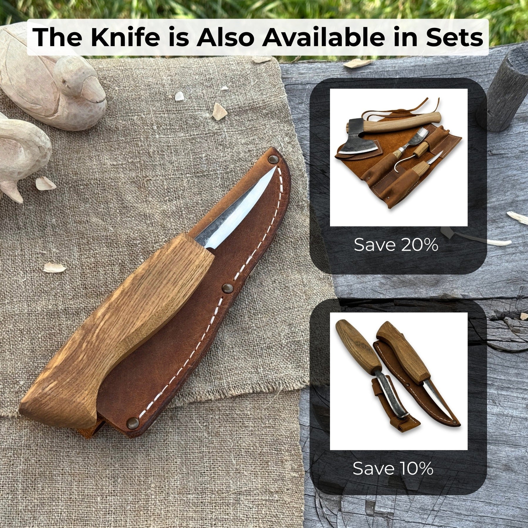 Small Sloyd Carving Knife, Blade 6.5 cm (2.56 inches) detail view by Sharky Forged Steel Tools