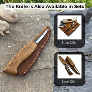 Small Sloyd Carving Knife, Blade 6.5 cm (2.56 inches) detail view by Sharky Forged Steel Tools
