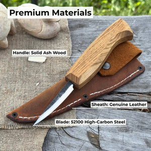 Small Sloyd Carving Knife, Blade 6.5 cm (2.56 inches) detail view by Sharky Forged Steel Tools