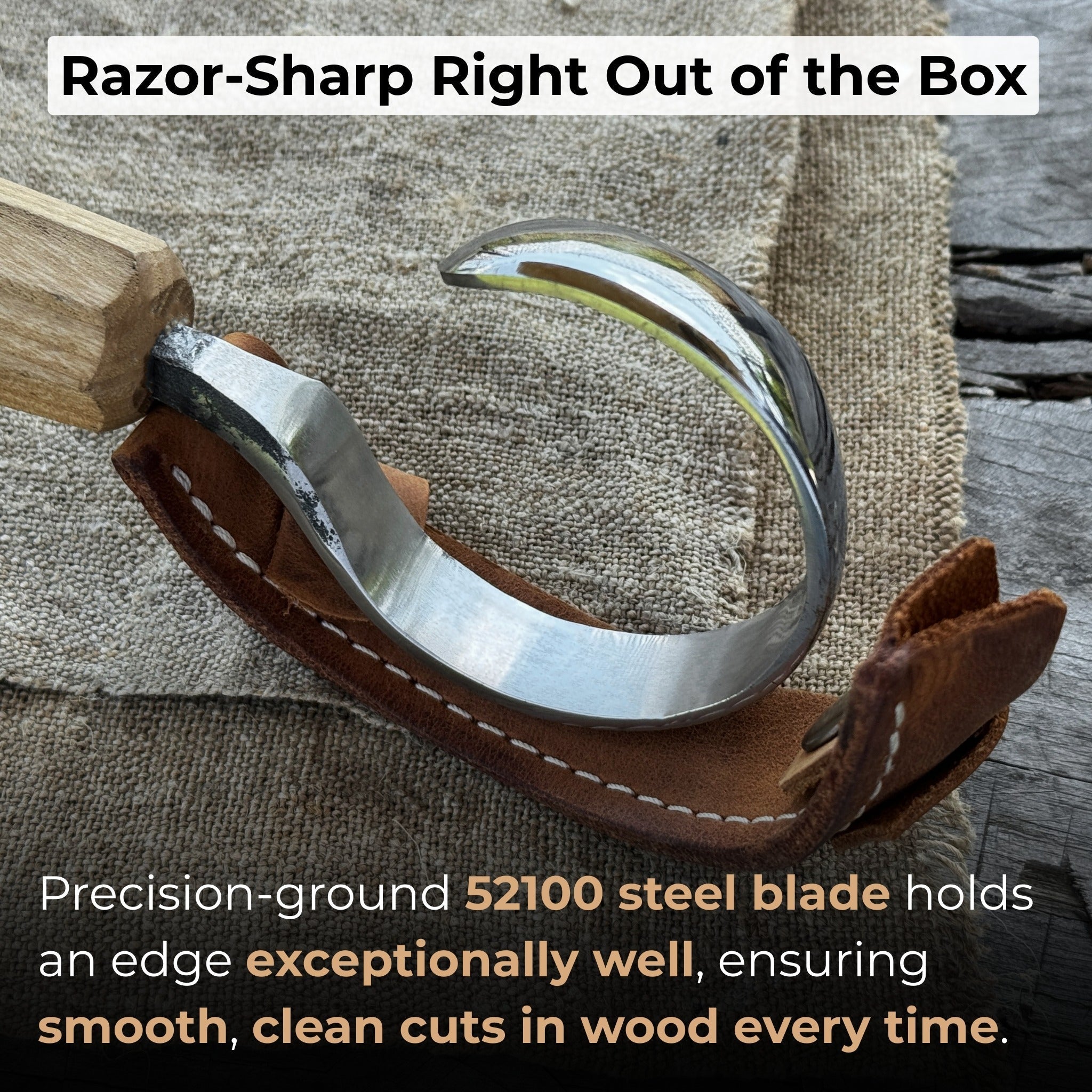 Small Spoon Carving Hook Knife with Octagonal Handle, 6 cm (2.36 inches) detail view by Sharky Forged Steel Tools