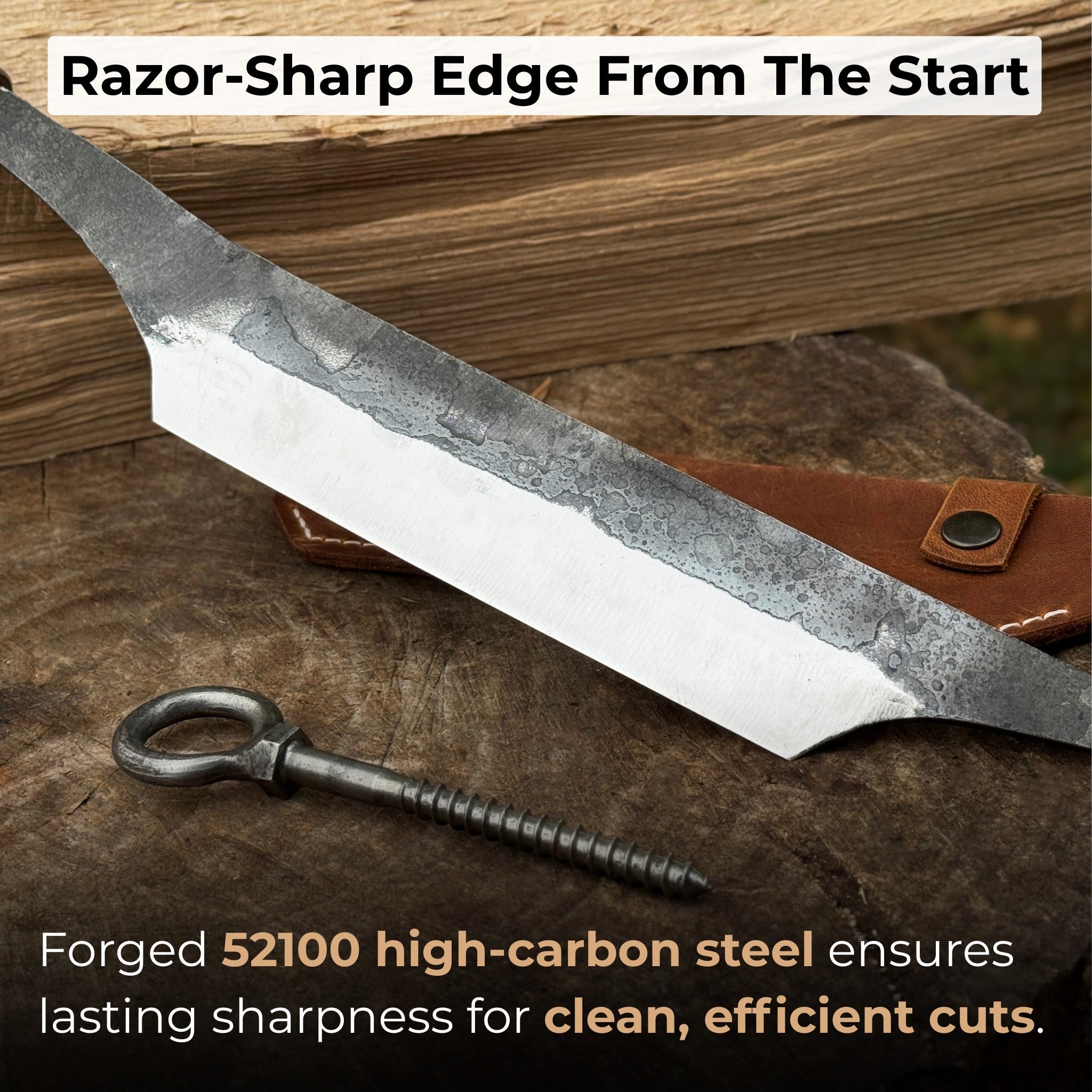 Small Stock Knife - Cloggers knife detail view by Sharky Forged Steel Tools