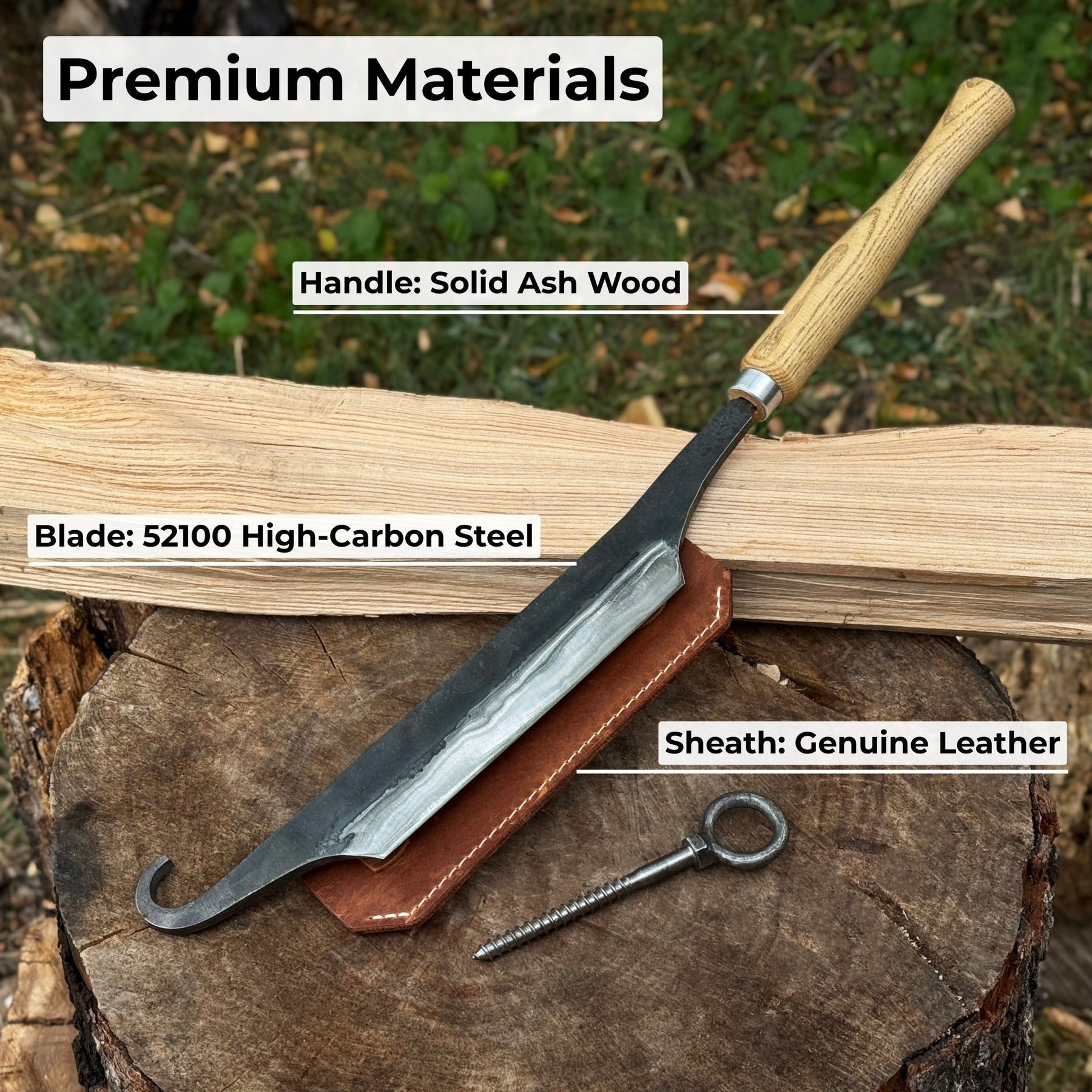 Small Stock Knife - Cloggers knife detail view by Sharky Forged Steel Tools