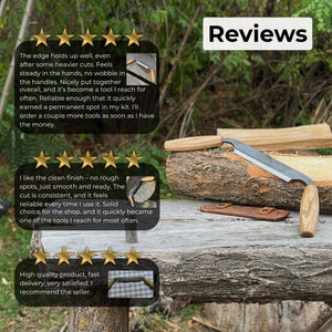 Small Straight Drawknife, 14.5 cm (5.7 inches) Cutting Edge detail view by Sharky Forged Steel Tools