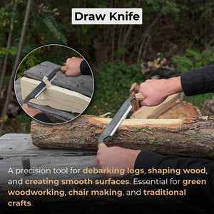 Small Straight Drawknife, 14.5 cm (5.7 inches) Cutting Edge detail view by Sharky Forged Steel Tools