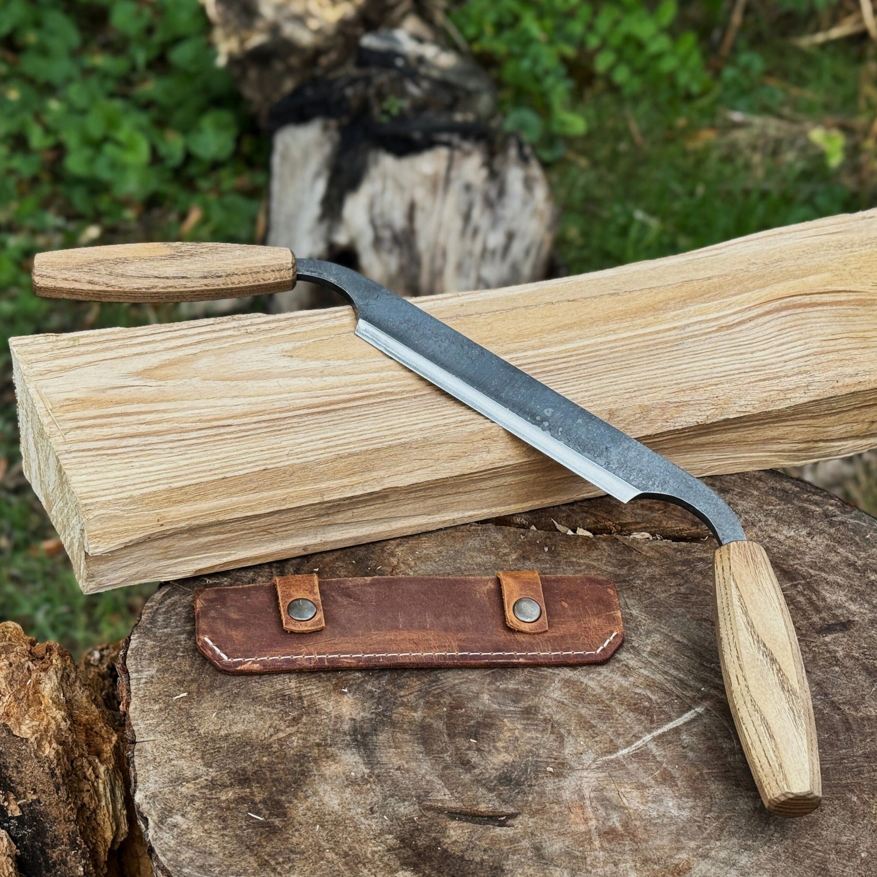 Small Straight Drawknife, 14.5 cm (5.7 inches) Cutting Edge by Sharky Forged Steel Tools