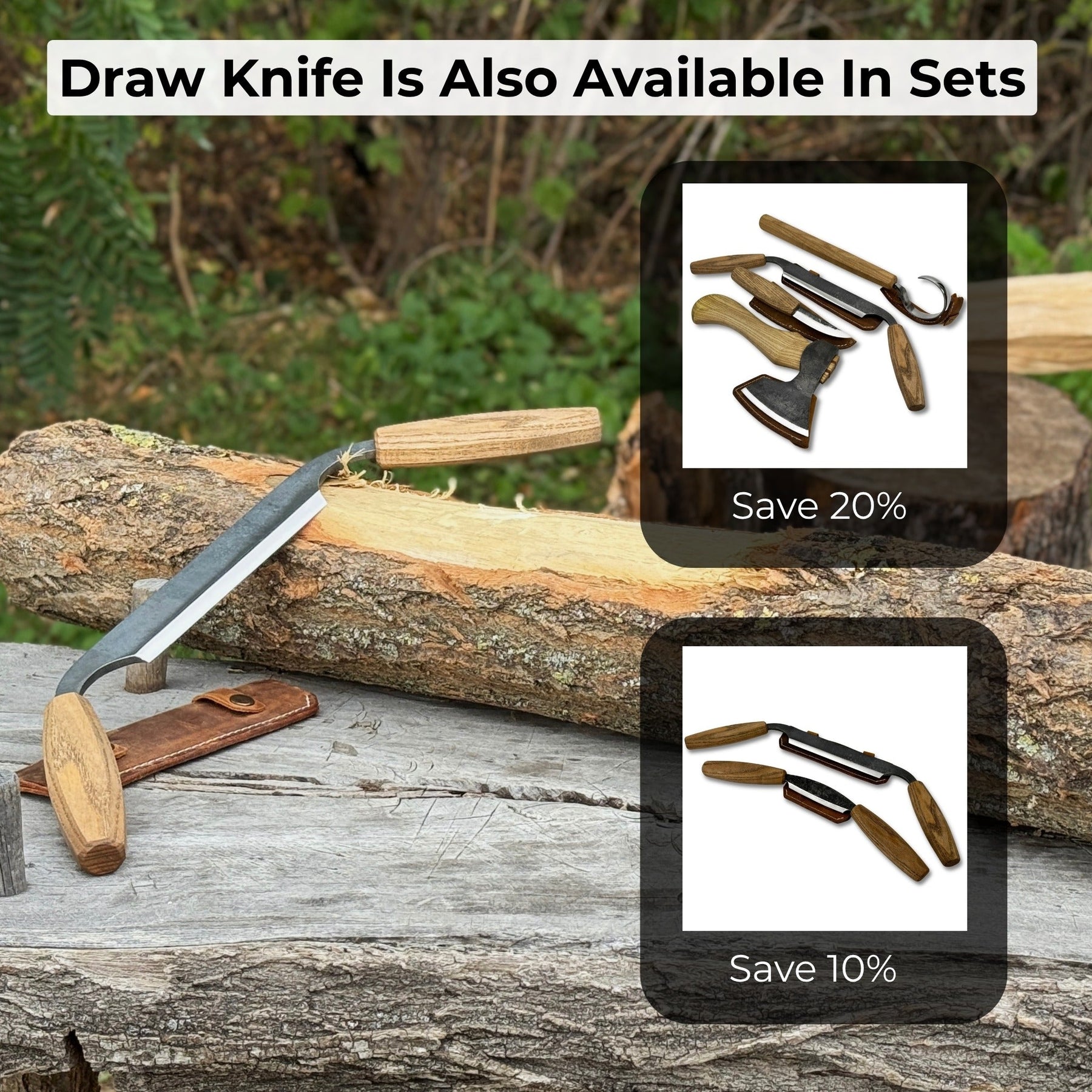 Small Straight Drawknife, 14.5 cm (5.7 inches) Cutting Edge detail view by Sharky Forged Steel Tools