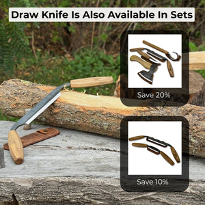 Small Straight Drawknife, 14.5 cm (5.7 inches) Cutting Edge detail view by Sharky Forged Steel Tools