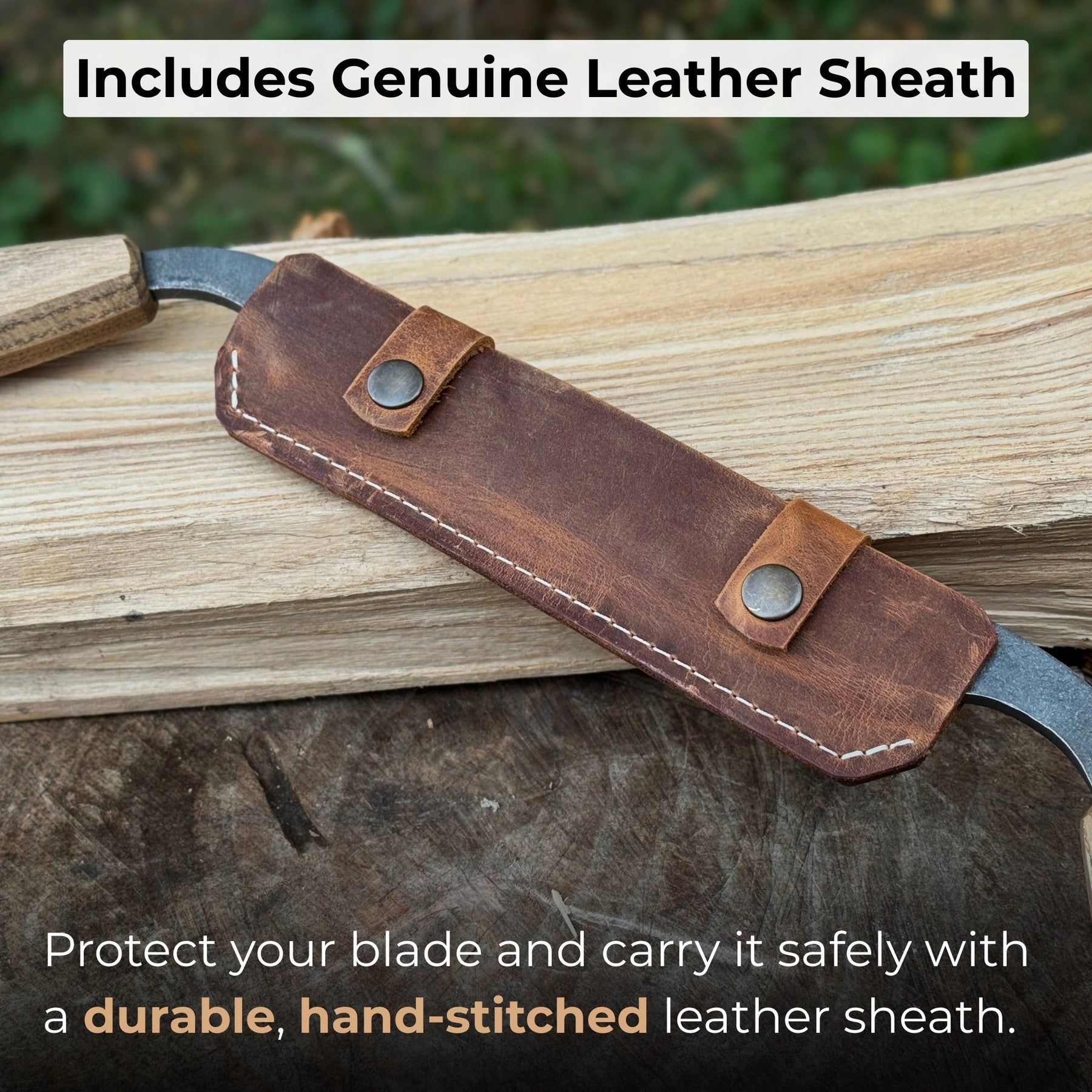 Small Straight Drawknife, 14.5 cm (5.7 inches) Cutting Edge detail view by Sharky Forged Steel Tools