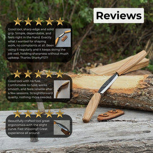 Small Straight Drawknife, 8.5 cm (3.3 inches) Cutting Edge detail view by Sharky Forged Steel Tools