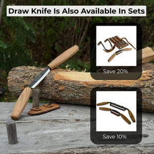 Small Straight Drawknife, 8.5 cm (3.3 inches) Cutting Edge detail view by Sharky Forged Steel Tools