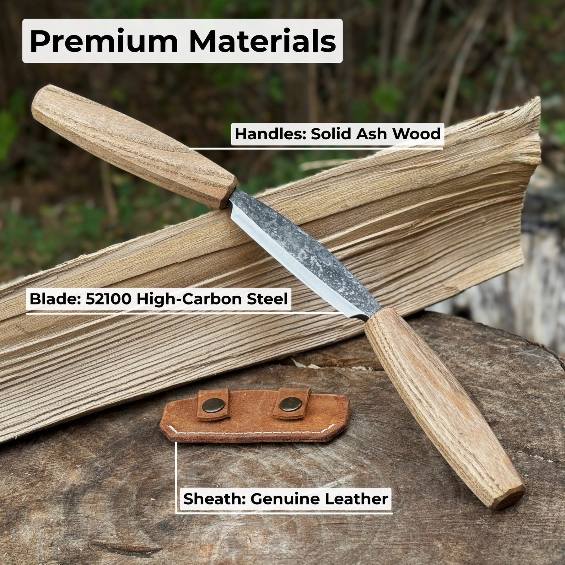 Small Straight Drawknife, 8.5 cm (3.3 inches) Cutting Edge detail view by Sharky Forged Steel Tools