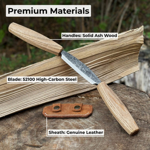 Small Straight Drawknife, 8.5 cm (3.3 inches) Cutting Edge detail view by Sharky Forged Steel Tools