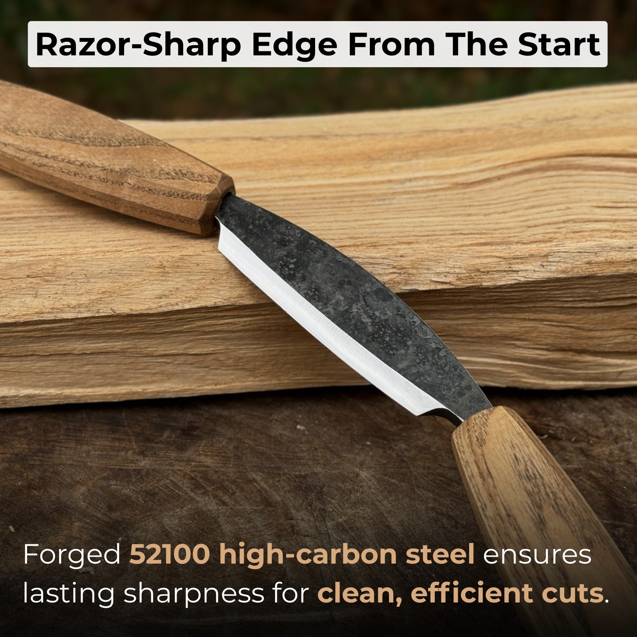 Small Straight Drawknife, 8.5 cm (3.3 inches) Cutting Edge detail view by Sharky Forged Steel Tools