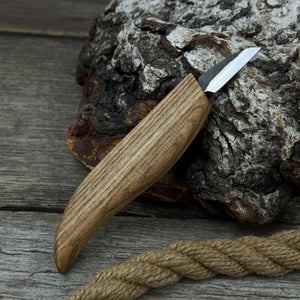 Small Whittling Carving Knife, 3.5 cm (1.38 inches) detail view by Sharky Forged Steel Tools