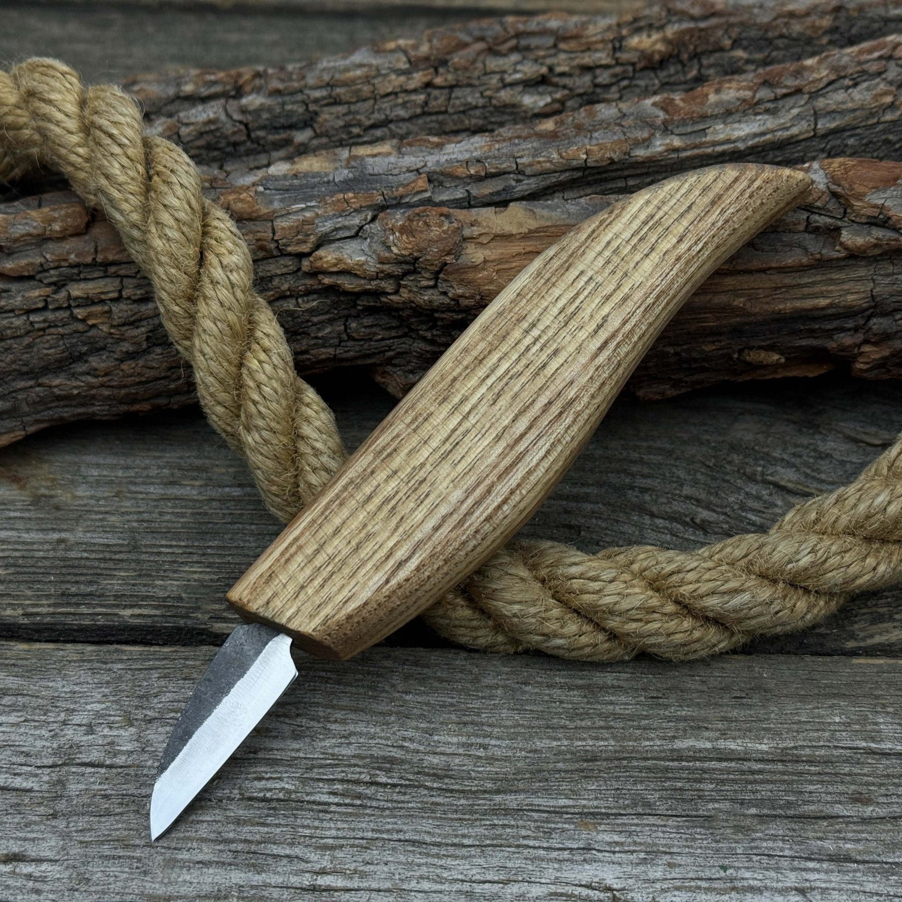 Small Whittling Carving Knife, 3.5 cm (1.38 inches) detail view by Sharky Forged Steel Tools