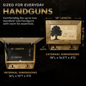 Family Tree Gun Safe Coat Rack - Handcrafted Wooden Gun Cabinets - Gun Shelf Hidden Storage for Rifles, Shotguns, & Handguns - Quick Access Hidden Wal by Bellewood Designs