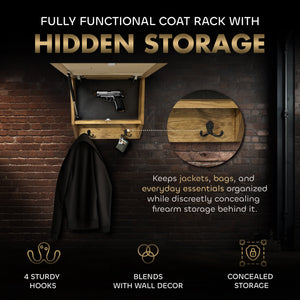 Family Tree Gun Safe Coat Rack - Handcrafted Wooden Gun Cabinets - Gun Shelf Hidden Storage for Rifles, Shotguns, & Handguns - Quick Access Hidden Wal by Bellewood Designs