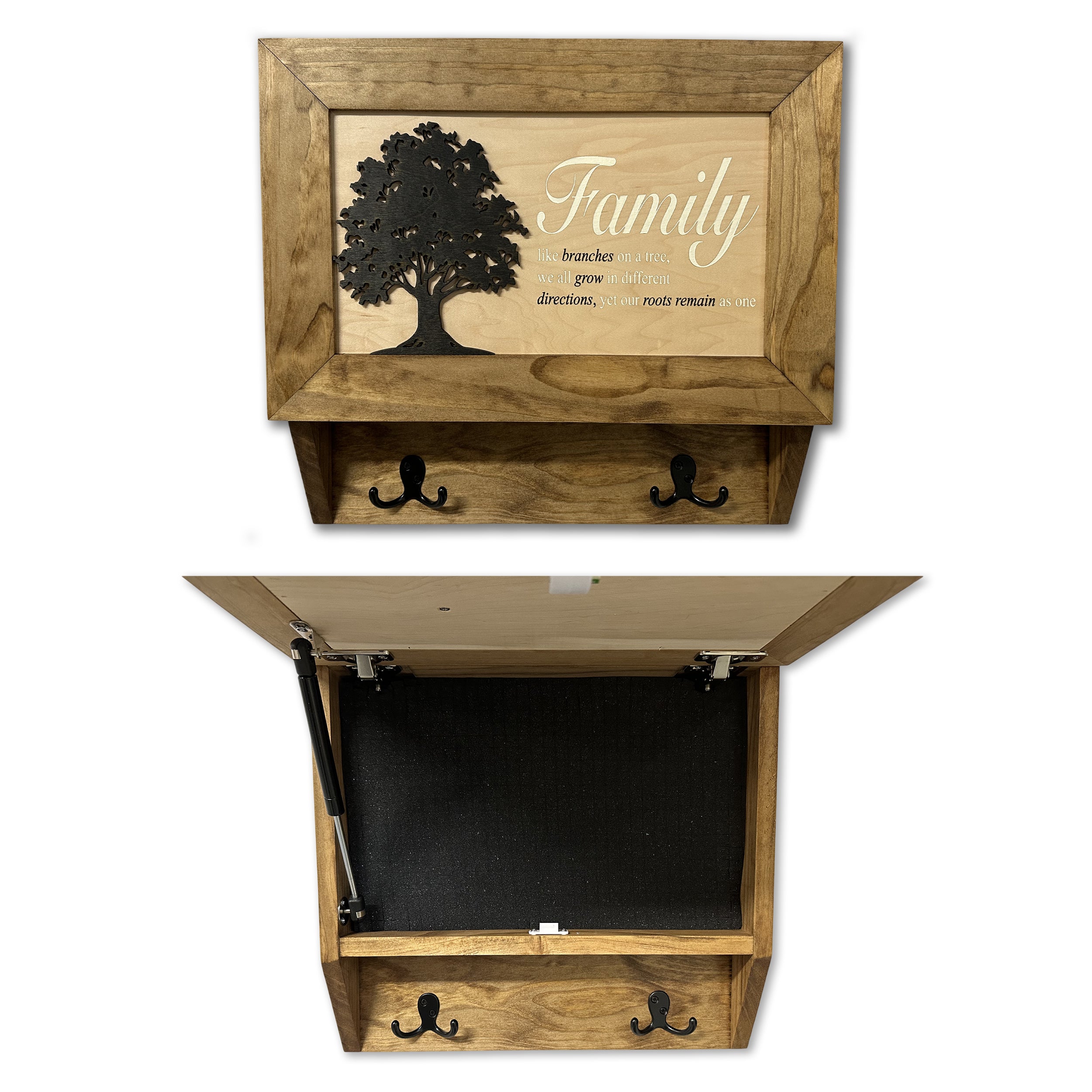Family Tree Gun Safe Coat Rack - Handcrafted Wooden Gun Cabinets - Gun Shelf Hidden Storage for Rifles, Shotguns, & Handguns - Quick Access Hidden Wal by Bellewood Designs